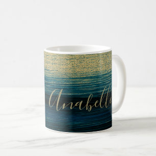 Personalisierter handgeschriebener Name Goldglitte Kaffeetasse