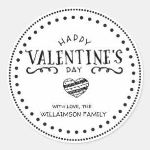 Personalisierter handGezeichnet glücklicher Valent Runder Aufkleber