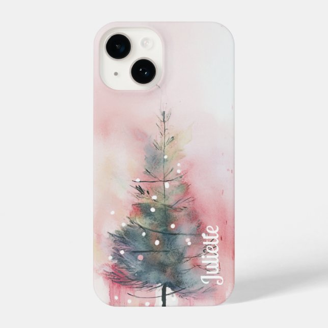 Personalisierter Handy-Fall "Weihnachtsbaum" iPhone 14 Hülle (Rückseite)