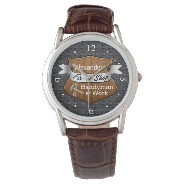 Personalisierter Handyman Fix-It Individuelle Name Armbanduhr (Vorderseite)