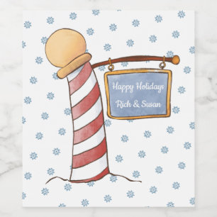 Personalisierter Hanging Sign Striping Pole Holida Weinetikett