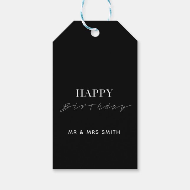 Personalisierter "Happy Birthday" Black Geschenkanhänger (Vorderseite)