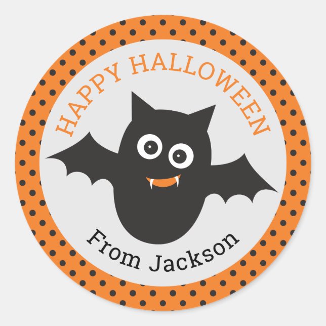 Personalisierter Happy Halloween Bat Sticker (Vorderseite)