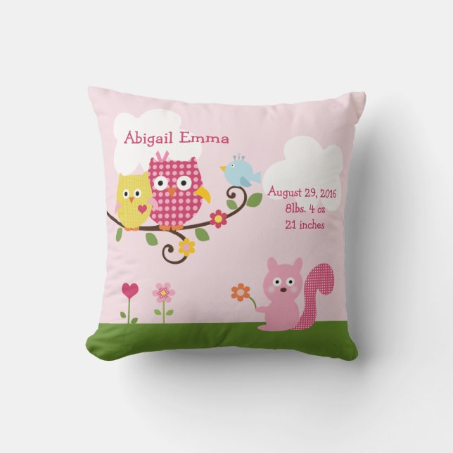 Personalisierter Happy Tree Owls Pillow Keepake Kissen (Vorderseite)