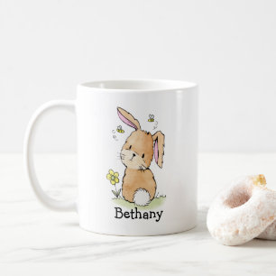 Personalisierter Hase und Bienen Kaffeetasse