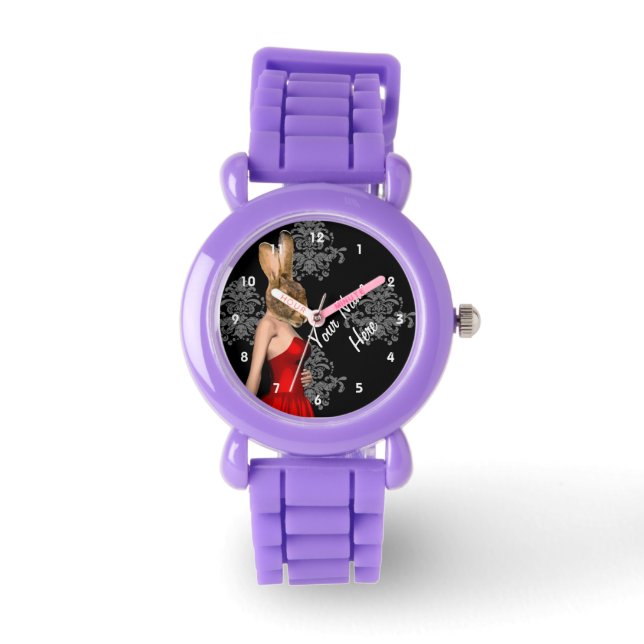 Personalisierter Hasen-Charakter Armbanduhr (Vorderseite)