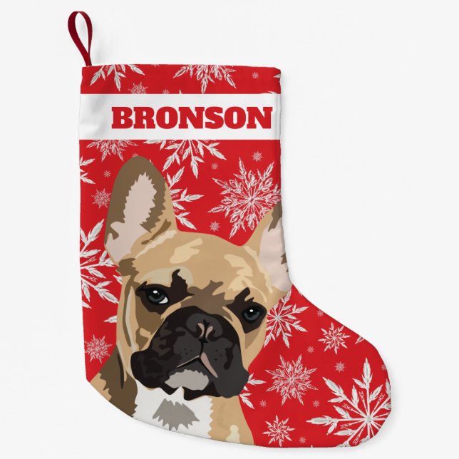 Personalisierter Haustier | Fawn French Bulldog Gi Kleiner Weihnachtsstrumpf (Vorderseite)