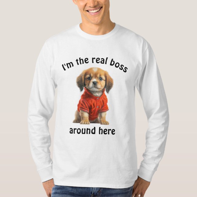 Personalisierter Haustier-Foto Boss Hund T-Shirt (Vorderseite)
