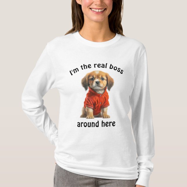 Personalisierter Haustier-Foto Boss Hund T-Shirt (Vorderseite)