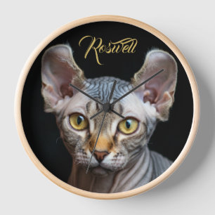 Personalisierter Haustier-Foto-Elf Sphynx-Katze Uhr