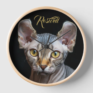 Personalisierter Haustier-Foto-Elf Sphynx-Katze Uhr