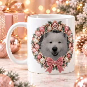 Personalisierter Haustier-Foto-Rosa-Weihnachtskran Kaffeetasse