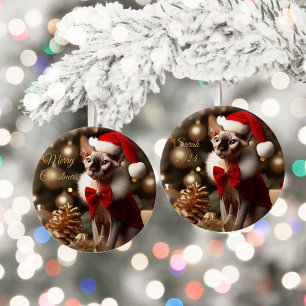 Personalisierter Haustier-Name-Foto-Sphynx-Katze-W Keramik Ornament