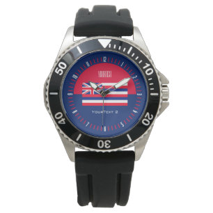 Personalisierter Hawaii-Staats-Flaggen-Uhr-Entwurf Armbanduhr
