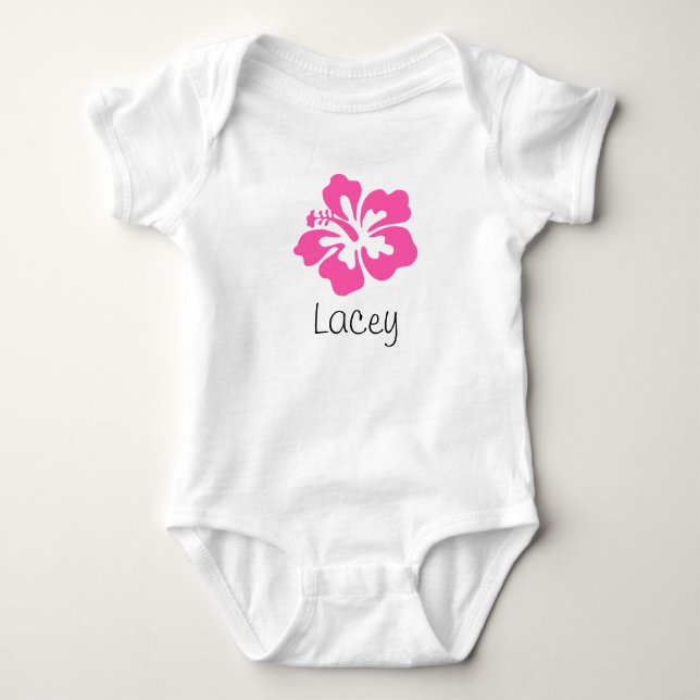 Personalisierter hawaiianischer Blume Hibiskus Ros Baby Strampler (Vorderseite)