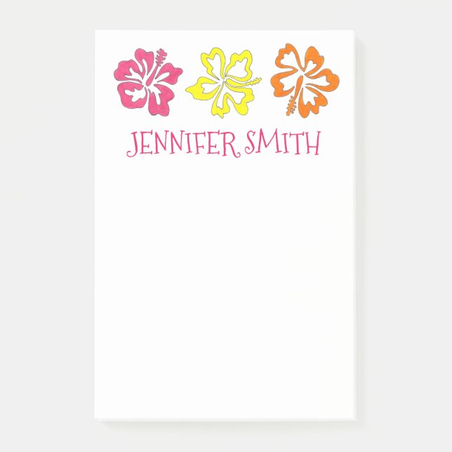 Personalisierter hawaiianischer Hibiskus Blume Tro Post-it Klebezettel (Vorderseite)
