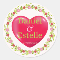 Personalisierter Heart Sticker mit Blumenkrug