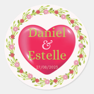 Personalisierter Heart Sticker mit Blumenkrug