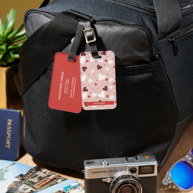 Personalisierter Heartstrings Muster Gepäckmarke Gepäckanhänger (Vorderseite & Rückseite)