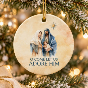 Personalisierter Heiliger-Familien-Weihnachts-Schm Keramik Ornament