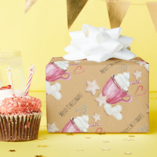 Personalisierter Heißer Kakao und Kekse Aquarell Geschenkpapier