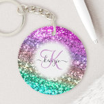 Personalisierter heller Glitzer Mermaid Monogram N Schlüsselanhänger<br><div class="desc">Dieser wunderschöne funkelnd Imitat Glitzer mit doppelseitigem Acryl-Schlüsselanhänger personalisiert ihn einfach mit dem eigenen handgeschriebenen Skriptmonogramm und Namen.</div>