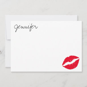 Personalisierter Helles Rot Glam Lippenstift Kuss Mitteilungskarte