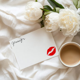 Personalisierter Helles Rot Glam Lippenstift Kuss Mitteilungskarte