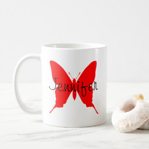 Personalisierter Helles Roter Schmetterling Kaffeetasse