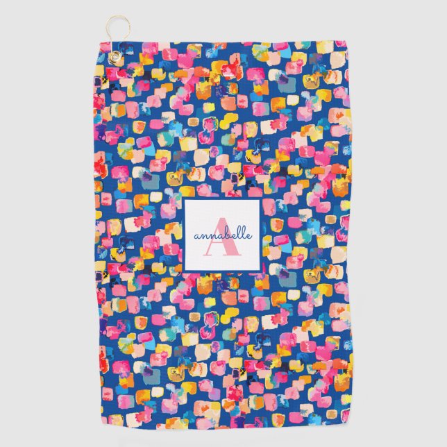 Personalisierter, hellfarbener Abstrakter Name Golfhandtuch (Vorderseite)