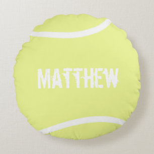 Personalisierter, hellgelber Tennisball Rundes Kissen