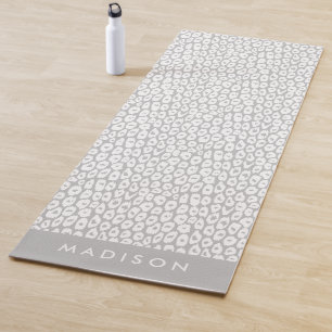 Personalisierter hellgrauer Leoparddruck Yogamatte