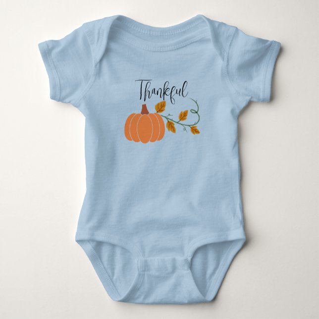 Personalisierter Herbst "Dankbar" Baby-T - Shirt (Vorderseite)