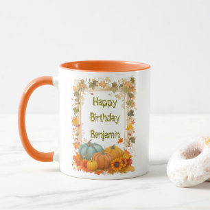 Personalisierter Herbst-Geburtstagsbecher mit Kürb Tasse