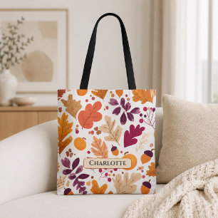 Personalisierter Herbst – Herbstblätter & Eicheln  Tasche