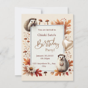 Personalisierter Herbst Igel Geburtstag Einladung