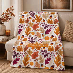 Personalisierter Herbst - Name der Herbstleaves un Fleecedecke