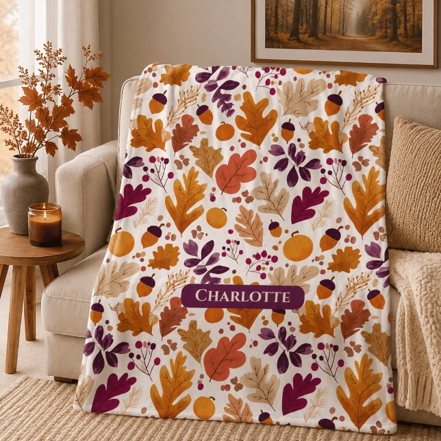 Personalisierter Herbst - Name der Herbstleaves un Fleecedecke (Von Creator hochgeladen)