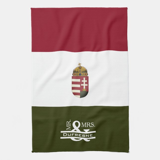 Personalisierter Herr & Frau Ungarisch Geschirrtuch (Vertikal)