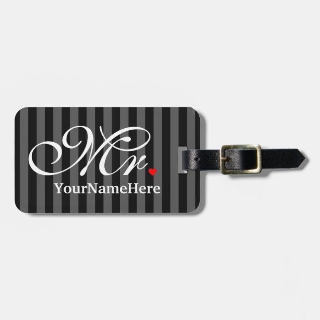 Personalisierter Herr Husband Groom His Hers Weds Gepäckanhänger (Vorderseite horizontal)