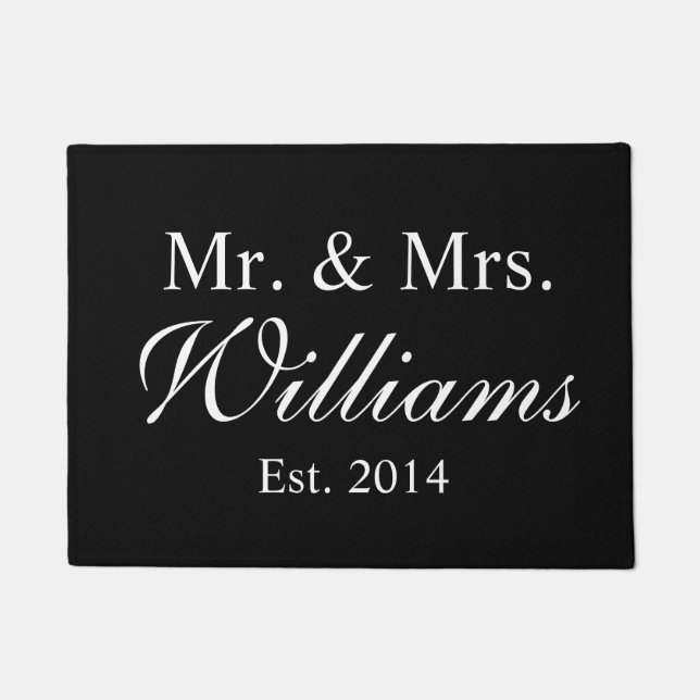 Personalisierter Herr & Mrs. Wedding Fußmatte (Vorderseite)