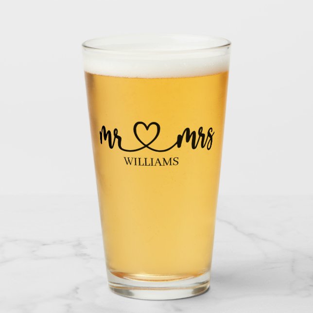 Personalisierter Herr und Frau Liebe Couple Weddin Glas (Vorne (Gefüllt))
