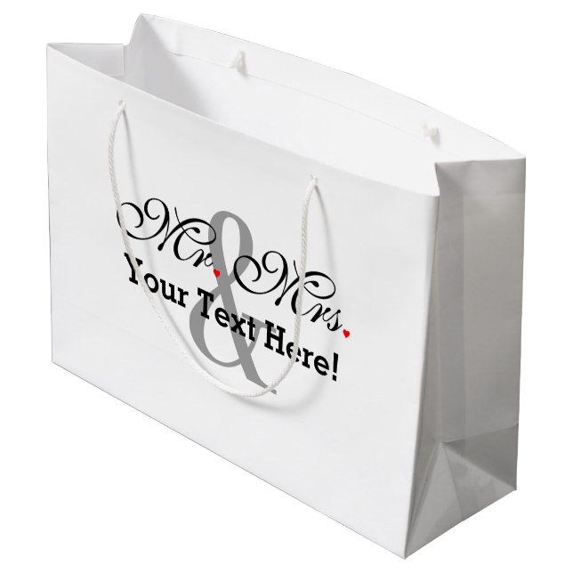 Personalisierter Herr und Frau Plus Customizable Große Geschenktüte (Rückseite Schrägansicht)