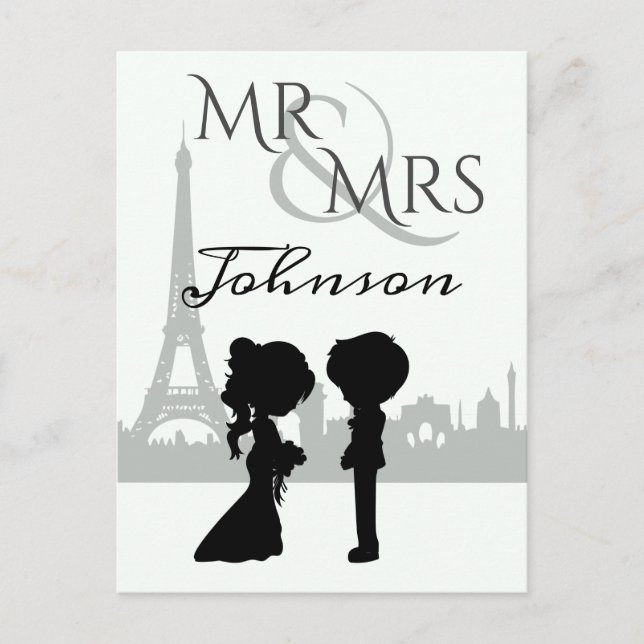 Personalisierter Herr und Frau Wedding Eiffel Towe Postkarte (Vorderseite)