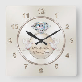 Personalisierter Herr und Frau Wedding Geschenke,  Quadratische Wanduhr