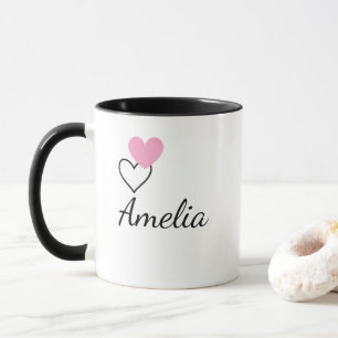Personalisierter Herz Namensbecher – Zweifarbig ge Tasse