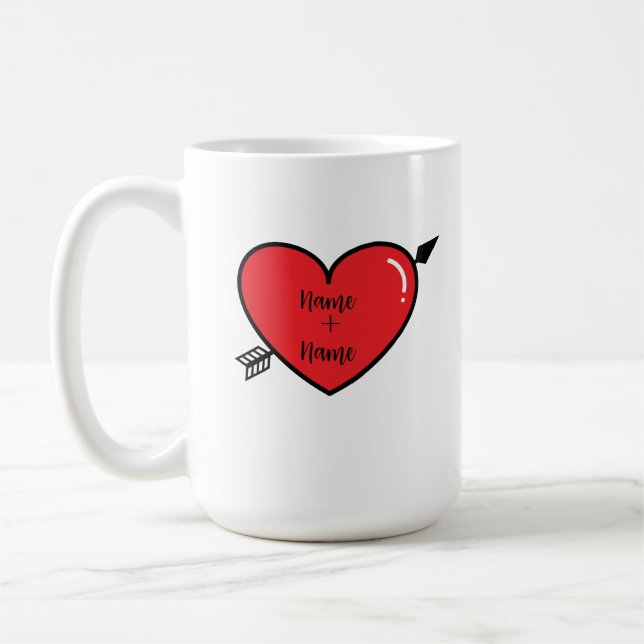 Personalisierter Herzname Kaffee Tasse. Tasse mit  (Links)