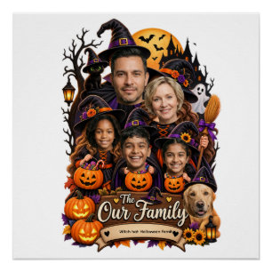 Personalisierter Hexenhut Halloween-Familie   Benu Poster