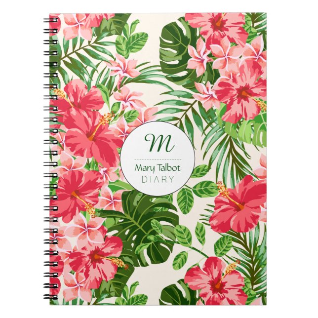 Personalisierter Hibisken Blume Monogram S Noteboo Notizblock (Vorderseite)