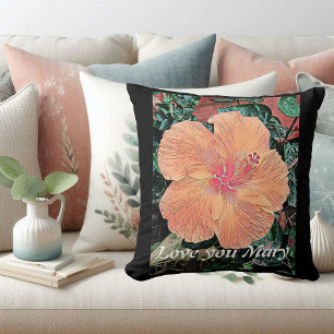 Personalisierter Hibiskus Wasserfarben-Kissen Kissen